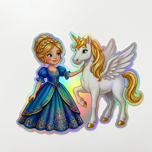 Lara Unicorn Holographic Sticker (3.71” x 3”) for Kids