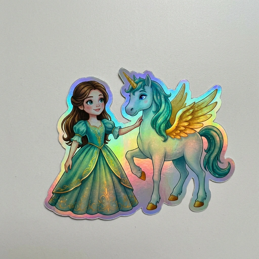 Lauren Unicorn Holographic Sticker (3.71” x 3”) for Kids