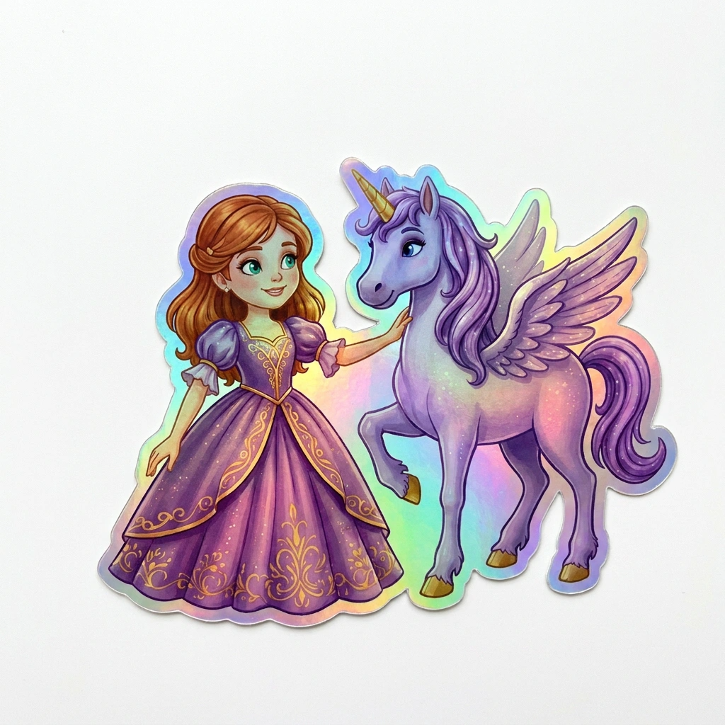 Leah Unicorn Holographic Sticker (3.71” x 3”) for Kids