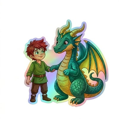 Legend Dragon Holographic Sticker (2.98” x 3”) for Kids