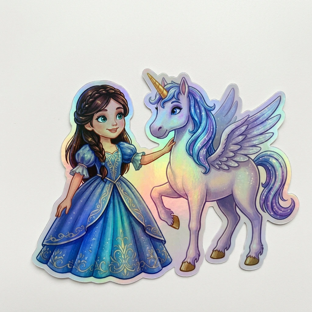 Leila Unicorn Holographic Sticker (3.71” x 3”) for Kids