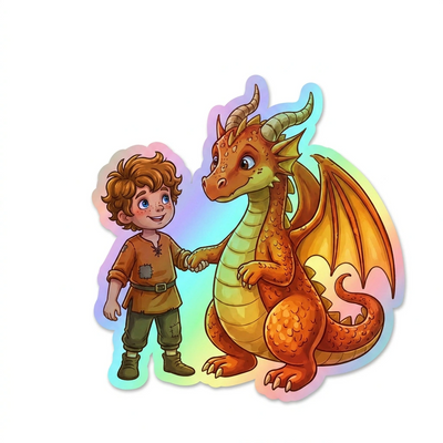 Leo Dragon Holographic Sticker (2.98” x 3”) for Kids