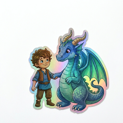 Levi Dragon Holographic Sticker (2.98” x 3”) for Kids