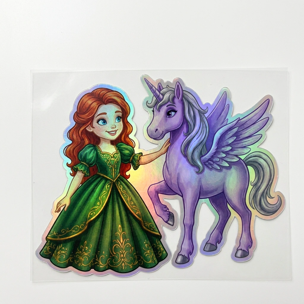 Lillian Unicorn Holographic Sticker (3.71” x 3”) for Kids