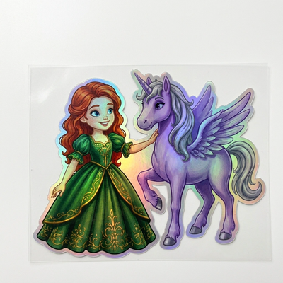 Lillian Unicorn Holographic Sticker (3.71” x 3”) for Kids