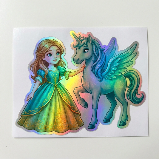 Linnea Unicorn Holographic Sticker (3.71” x 3”) for Kids