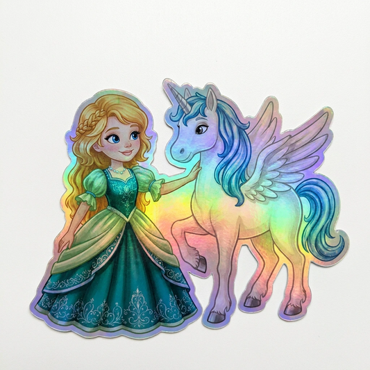 Livie Unicorn Holographic Sticker (3.71” x 3”) for Kids