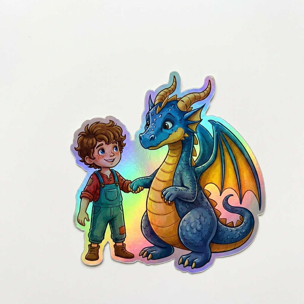 Logan Dragon Holographic Sticker (2.98” x 3”) for Kids