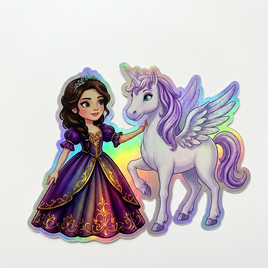 Lottie Unicorn Holographic Sticker (3.71” x 3”) for Kids