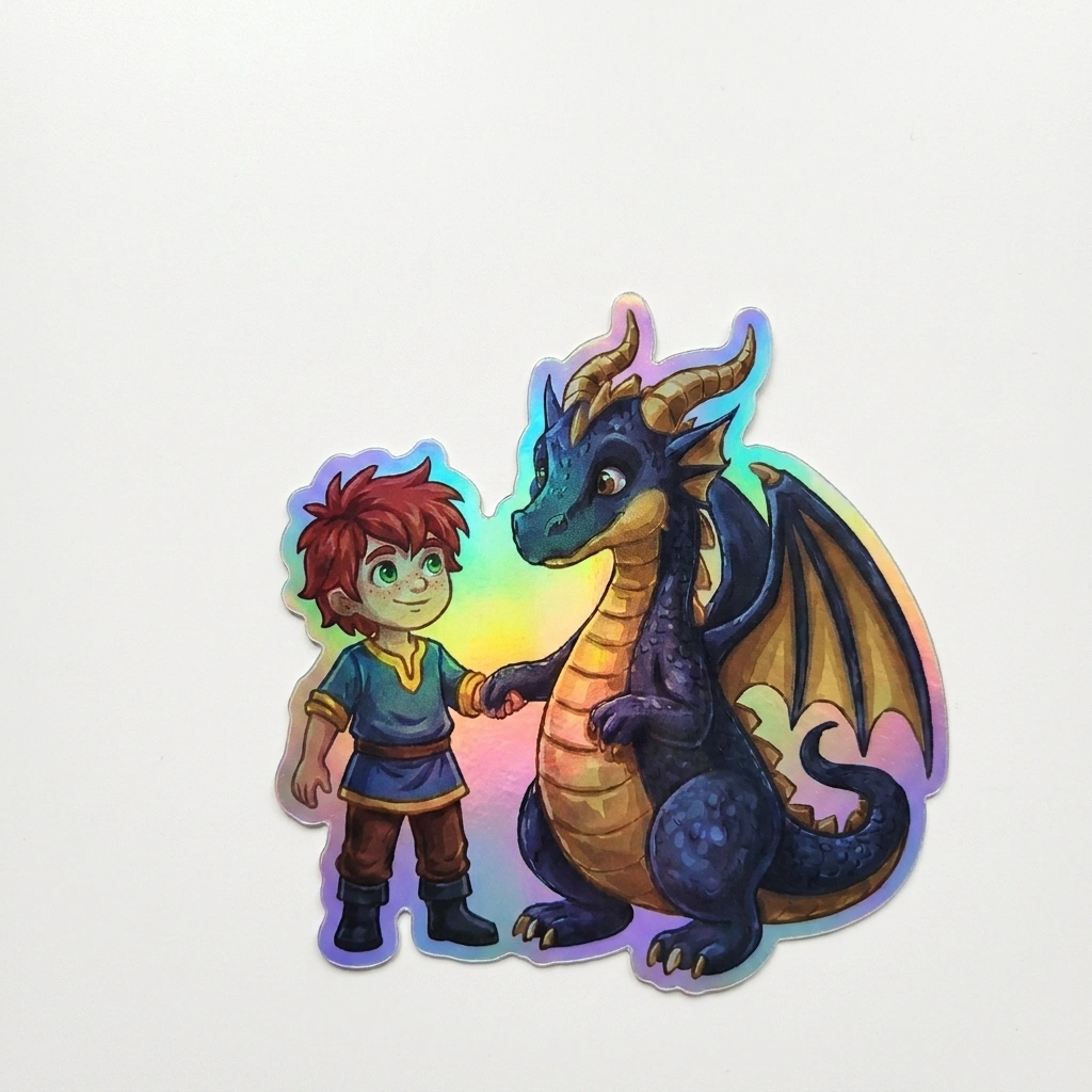 Louis Dragon Holographic Sticker (2.98” x 3”) for Kids