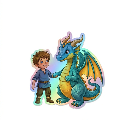 Luca Dragon Holographic Sticker (2.98” x 3”) for Kids