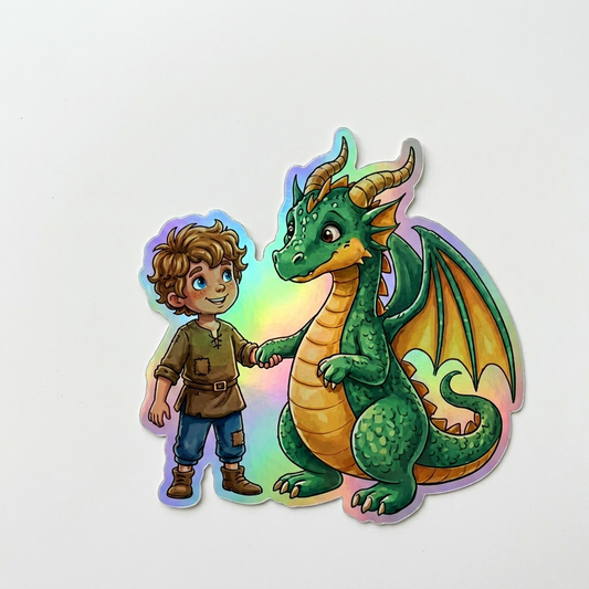 Lucas Dragon Holographic Sticker (2.98” x 3”) for Kids