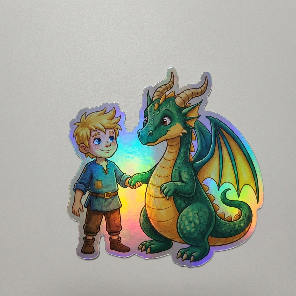 Lucius Dragon Holographic Sticker (2.98” x 3”) for Kids