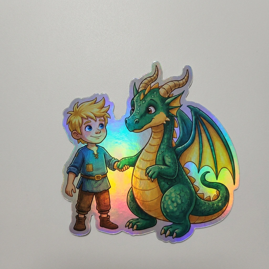 Lucius Dragon Holographic Sticker (2.98” x 3”) for Kids