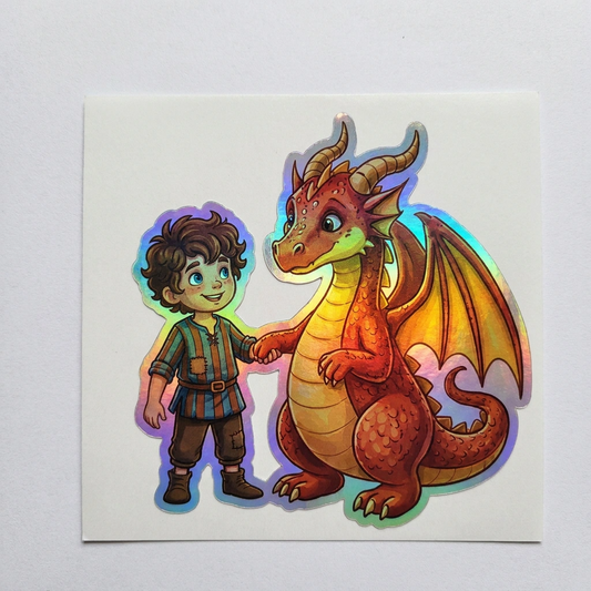 Luis Dragon Holographic Sticker (2.98” x 3”) for Kids