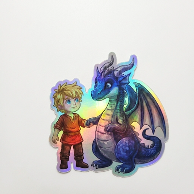 Lukas Dragon Holographic Sticker (2.98” x 3”) for Kids