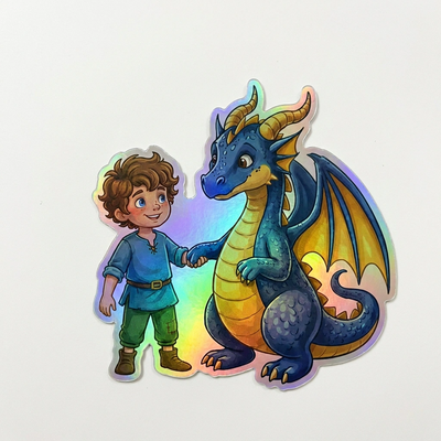 Luke Dragon Holographic Sticker (2.98” x 3”) for Kids