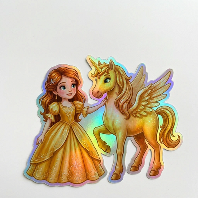 Luna Unicorn Holographic Sticker (3.71” x 3”) for Kids