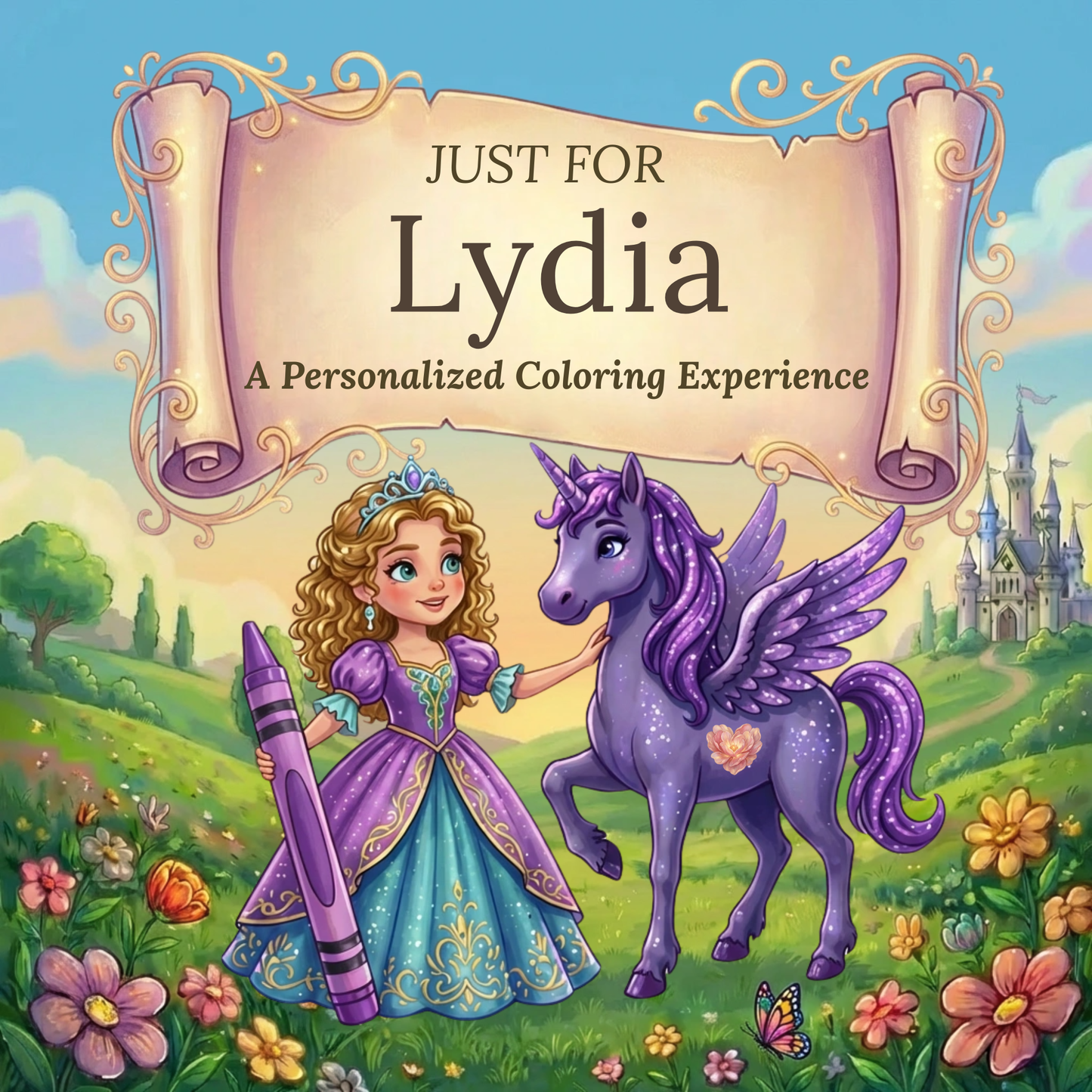 Lydia Personalized Coloring Book | Ages 4-8 | L.K. Bunting