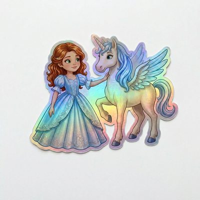 Lyla Unicorn Holographic Sticker (3.71” x 3”) for Kids