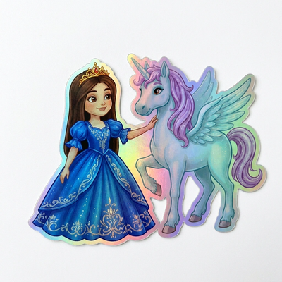Mackenzie Unicorn Holographic Sticker (3.71” x 3”) for Kids