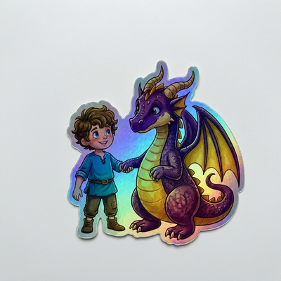 Maddox Dragon Holographic Sticker (2.98” x 3”) for Kids