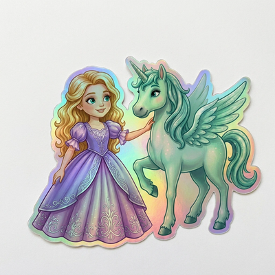 Madison Unicorn Holographic Sticker (3.71” x 3”) for Kids