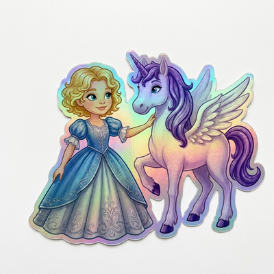 Madisyn Unicorn Holographic Sticker (3.71” x 3”) for Kids