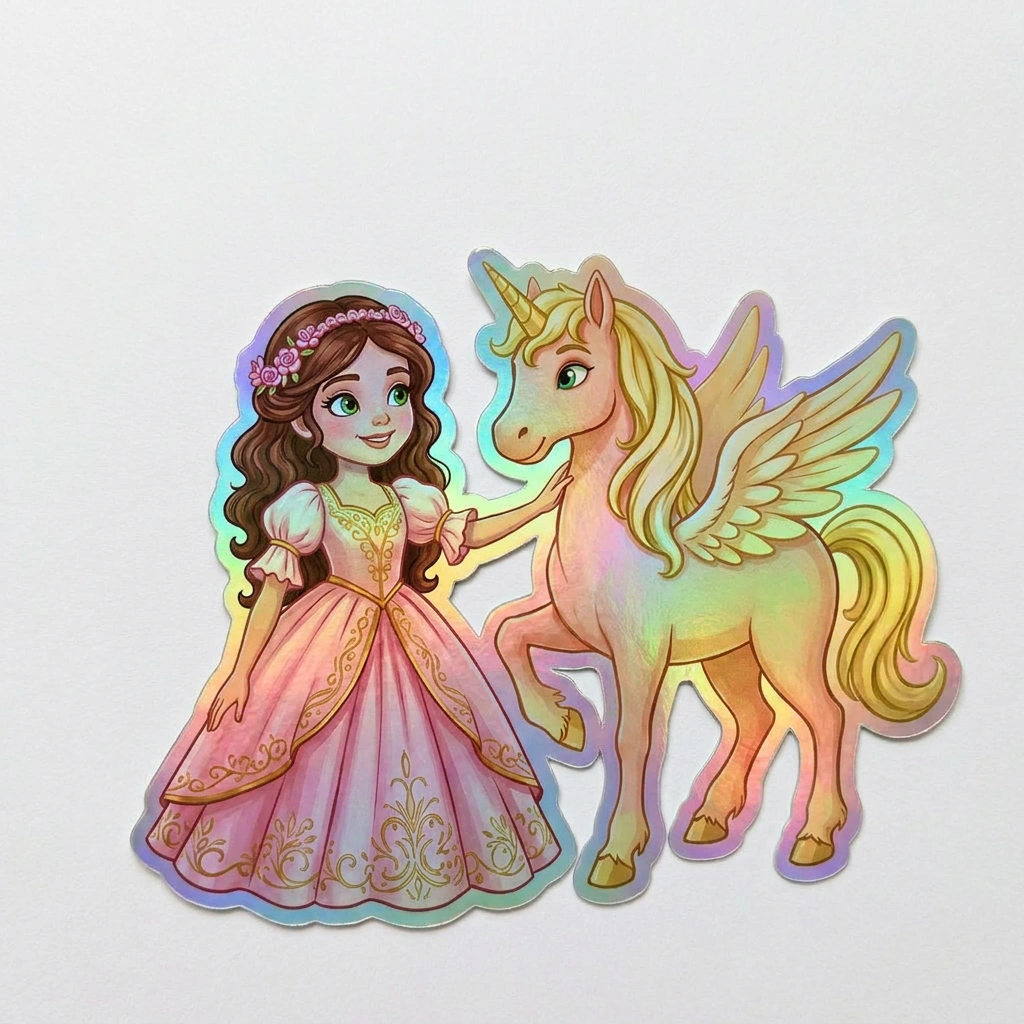 Maeve Unicorn Holographic Sticker (3.71” x 3”) for Kids