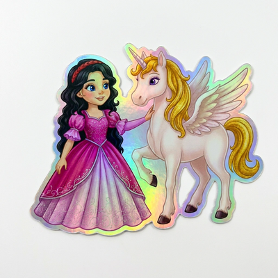 Magnolia Unicorn Holographic Sticker (3.71” x 3”) for Kids