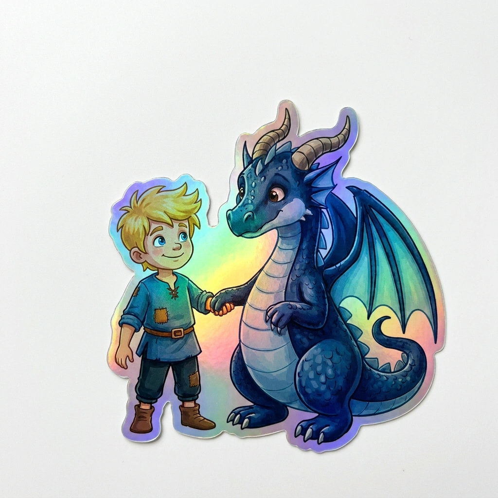 Magnus Dragon Holographic Sticker (2.98” x 3”) for Kids