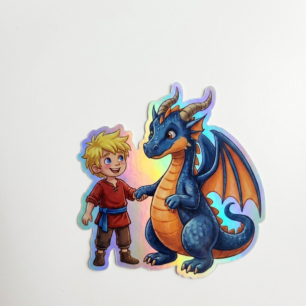 Marcus Dragon Holographic Sticker (2.98” x 3”) for Kids