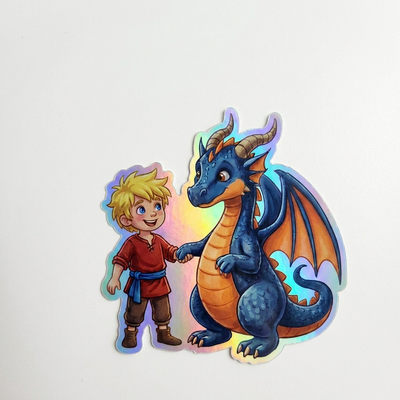 Marcus Dragon Holographic Sticker (2.98” x 3”) for Kids