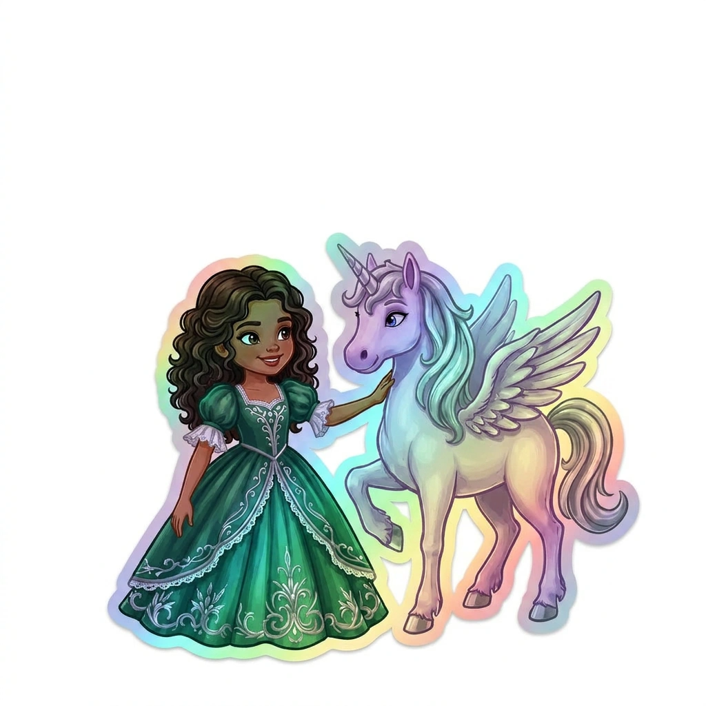 Margaret Unicorn Holographic Sticker (3.71” x 3”) for Kids