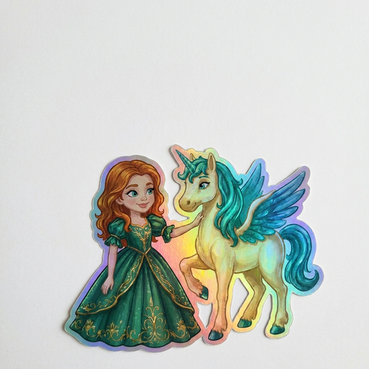 Margot Unicorn Holographic Sticker (3.71” x 3”) for Kids