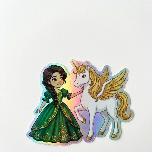 Mariana Unicorn Holographic Sticker (3.71” x 3”) for Kids