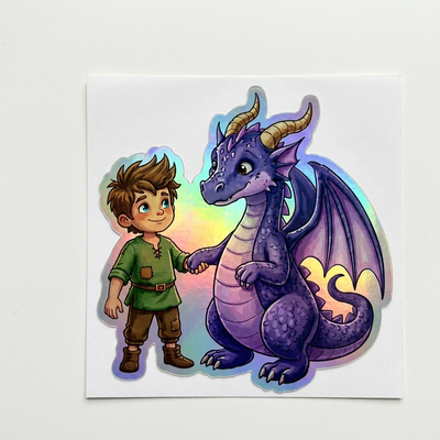 Mark Dragon Holographic Sticker (2.98” x 3”) for Kids