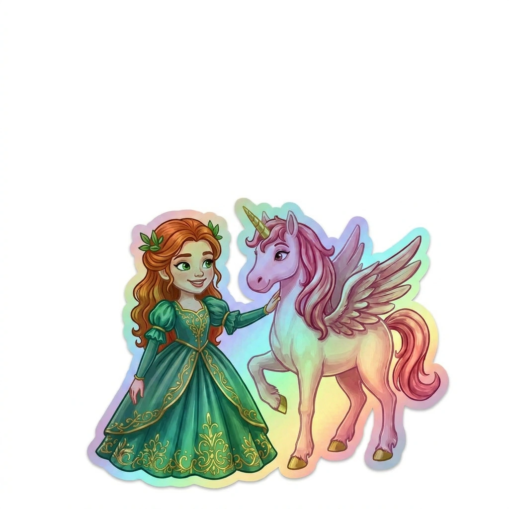 Mary Unicorn Holographic Sticker (3.71” x 3”) for Kids