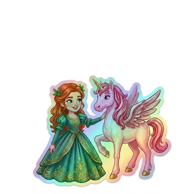 Mary Unicorn Holographic Sticker (3.71” x 3”) for Kids