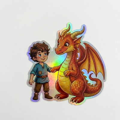 Mason Dragon Holographic Sticker (2.98” x 3”) for Kids