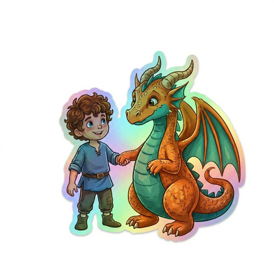 Matteo Dragon Holographic Sticker (2.98” x 3”) for Kids