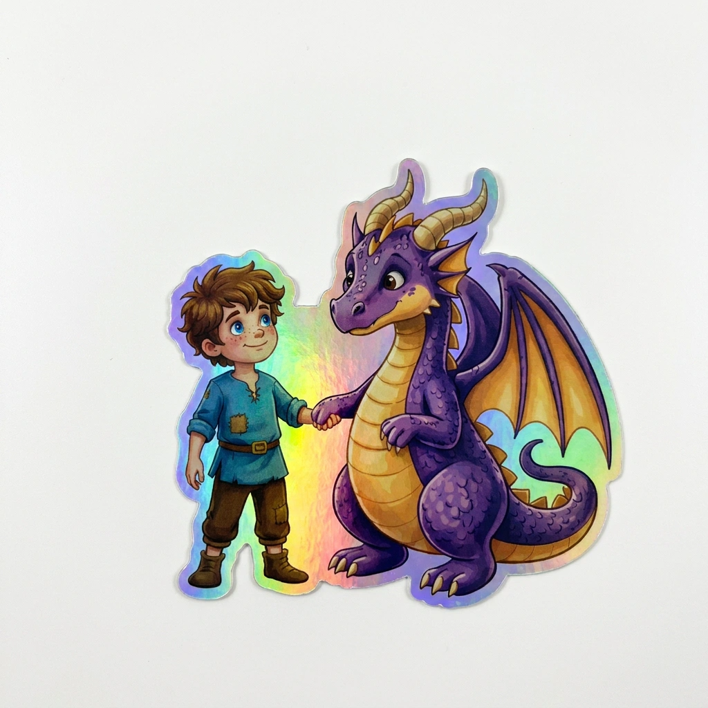 Matthew Dragon Holographic Sticker (2.98” x 3”) for Kids
