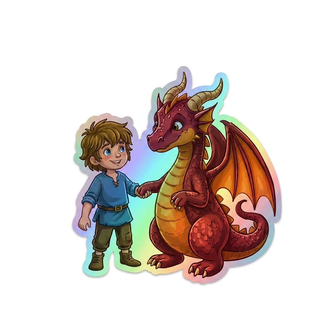 Maverick Dragon Holographic Sticker (2.98” x 3”) for Kids