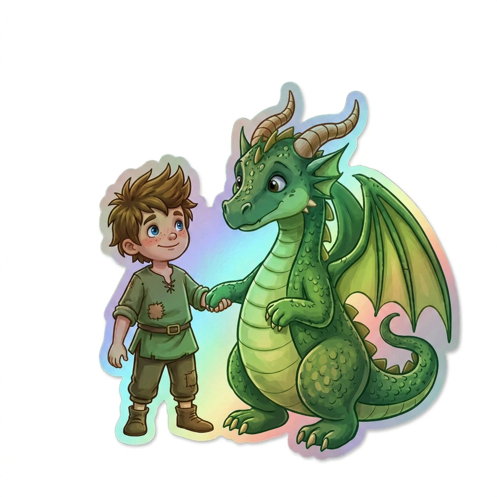 Max Dragon Holographic Sticker (2.98” x 3”) for Kids