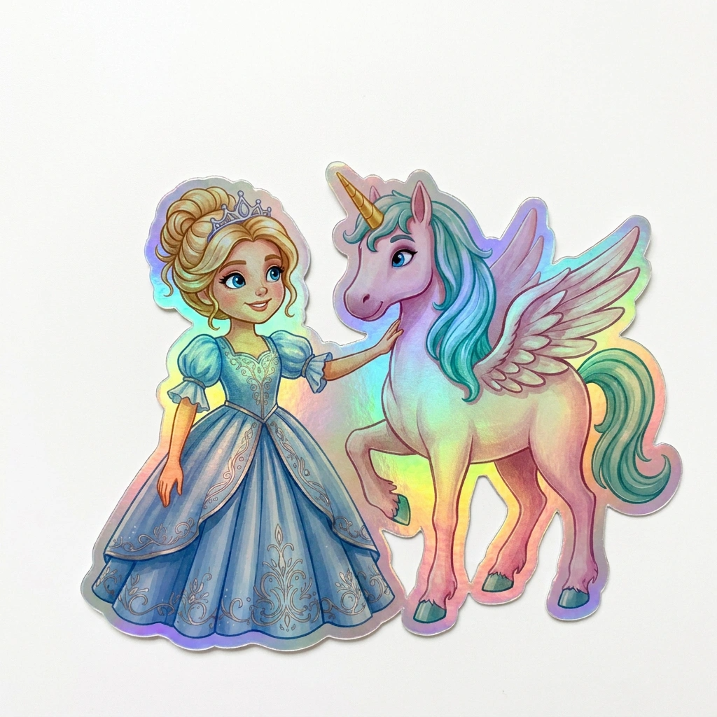 Melinda Unicorn Holographic Sticker (3.71” x 3”) for Kids