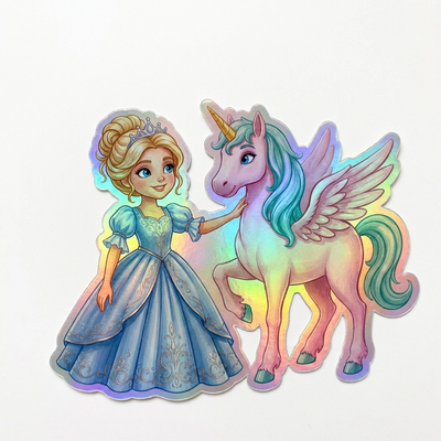 Melinda Unicorn Holographic Sticker (3.71” x 3”) for Kids