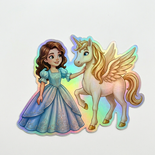 Melody Unicorn Holographic Sticker (3.71” x 3”) for Kids