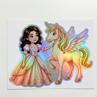 Mia Unicorn Holographic Sticker (3.71” x 3”) for Kids