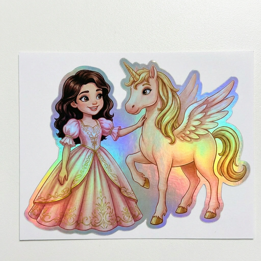 Mia Unicorn Holographic Sticker (3.71” x 3”) for Kids