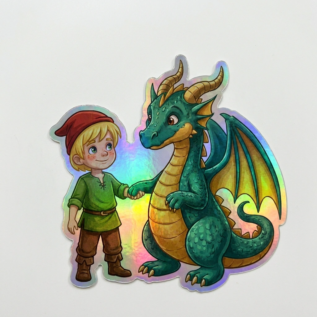 Mike Dragon Holographic Sticker (2.98” x 3”) for Kids